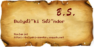 Bulyáki Sándor névjegykártya